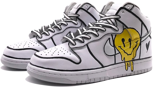 【定制球鞋】 Nike Dunk High SP "Pure Platinum" 高幫二次元融化愛心笑臉情侶款定制時尚 高幫 板鞋 男女同款 白黃 Lookbook 【定制球鞋】 Nike Dunk High SP "Pure Platinum" 高幫二次元融化愛心笑臉情侶款定制時尚 高幫 板鞋 男女同款 白黃