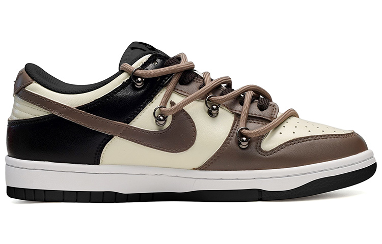Order [Sepatu Custom] Nike Dunk Low 1980 'Hitam Coklat Deconstructed' DJ6188-002(TeamE-男款1980皮贴黑棕)
