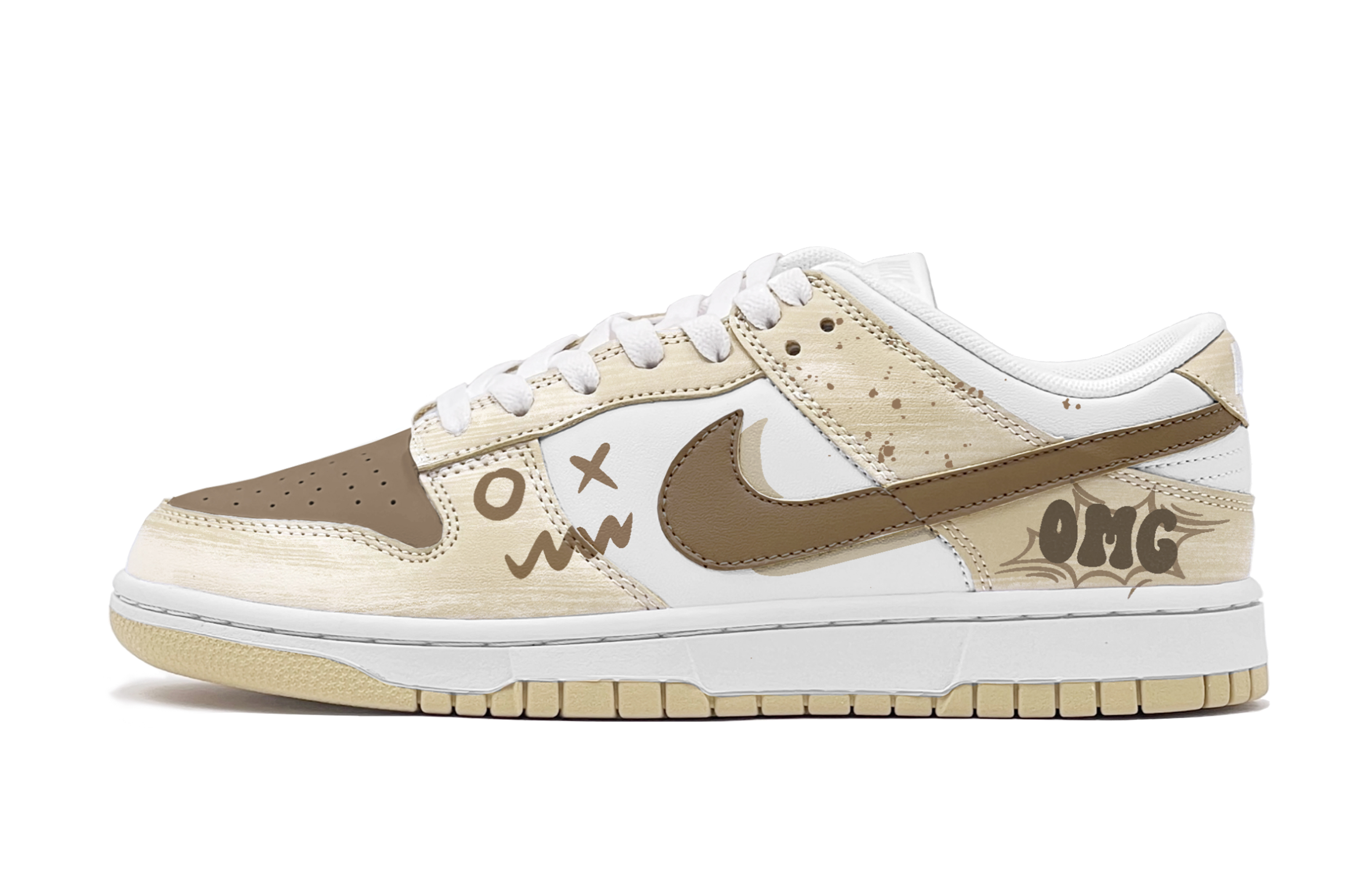 Buy 【訂製球鞋】Nike Dunk Low 學院風 趣味塗鴉 OMG 限定鞋盒 休閒 低筒 板鞋 男款 米黃