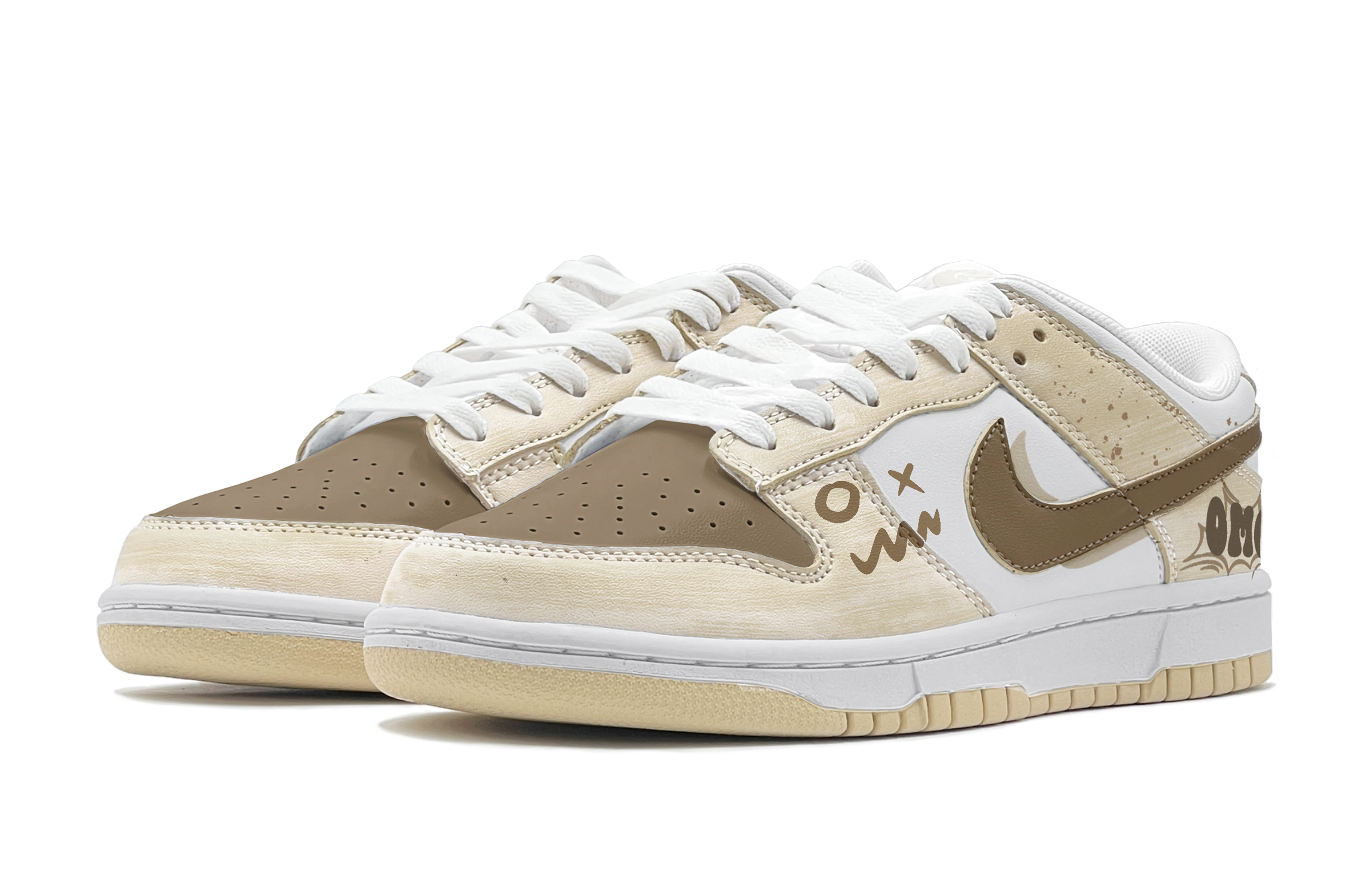 Lookbook 【訂製球鞋】Nike Dunk Low 學院風 趣味塗鴉 OMG 限定鞋盒 休閒 低筒 板鞋 男款 米黃