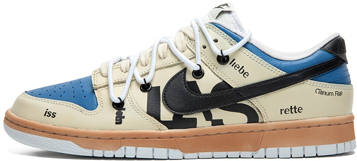 custom-shoes-nike-dunk-low-aged-black-swoosh-cream-blue