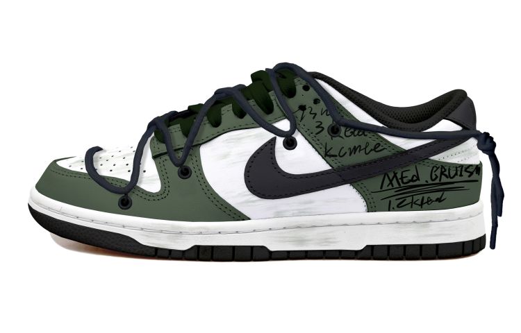 Buy [Kasut Custom] Nike Dunk Low 'Aged Deep Green Graffiti' CW1590-100(Team拾玖-深绿涂鸦女S-BOX)