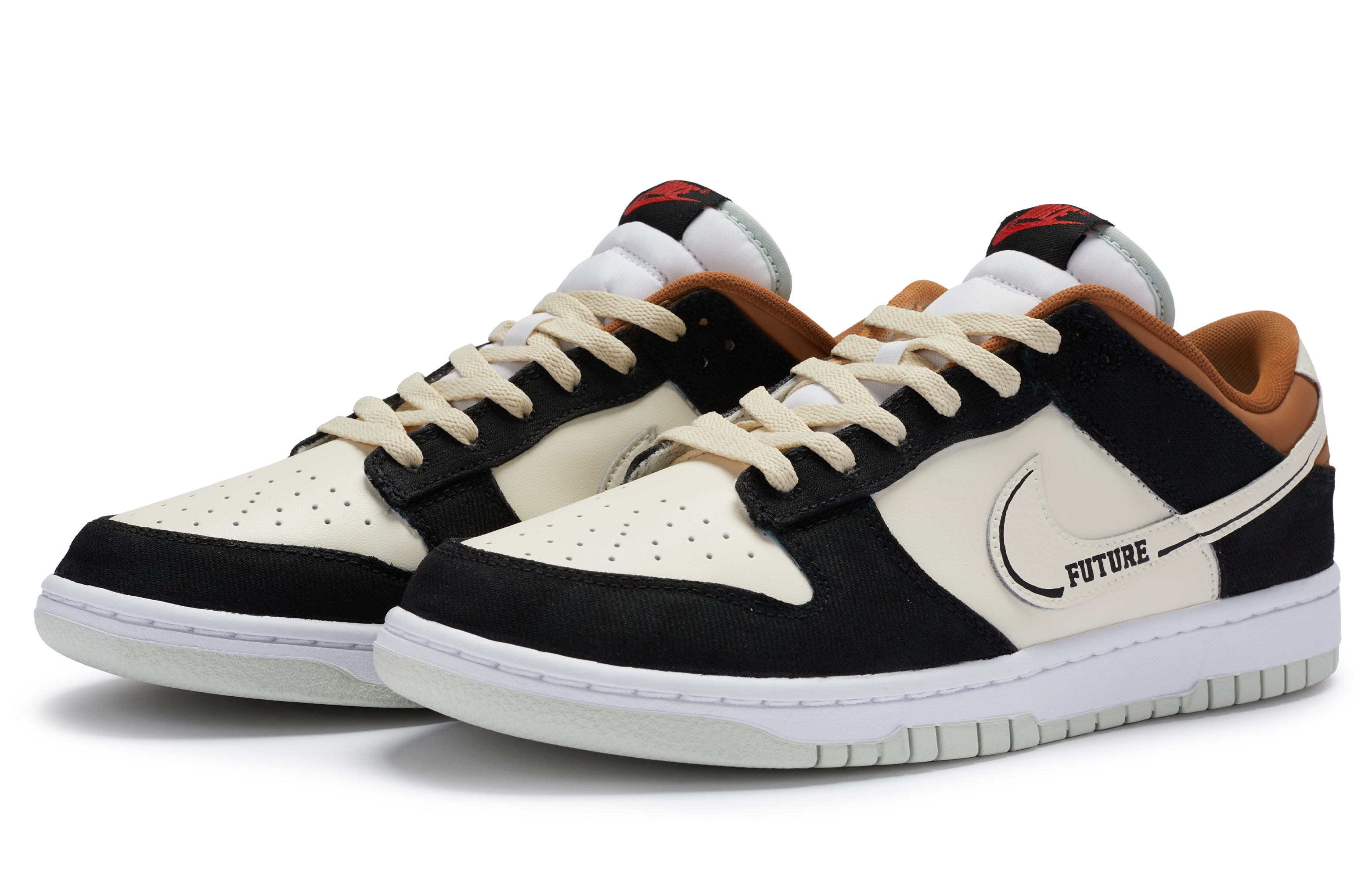 Lookbook [定制鞋] 耐克Dunk Low '美式焦糖 简约街头 手绘' DV0827-100(Team80-男款美式焦糖米黑棕)