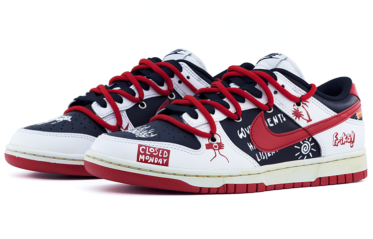 Lookbook ナイキダンクロー 'アメリカングラフィティ非対称デコンホワイトレッド' FD9762-061(team肆-白红涂鸦A)