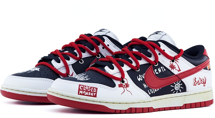 나이키 덩크 로우 '미국 그래피티 비대칭 해체 흰빨' (78 characters) FD9762-061(team肆-白红涂鸦A) Lookbook 나이키 덩크 로우 '미국 그래피티 비대칭 해체 흰빨' (78 characters) FD9762-061(team肆-白红涂鸦A)