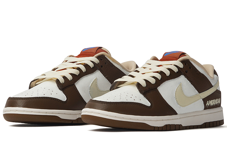Lookbook [カスタムシューズ] ナイキ ダンク ロー 'アメリカンレトロ ブラウンホワイト' DR9704-200(Team拾柒-男款低帮加浓美式板鞋)