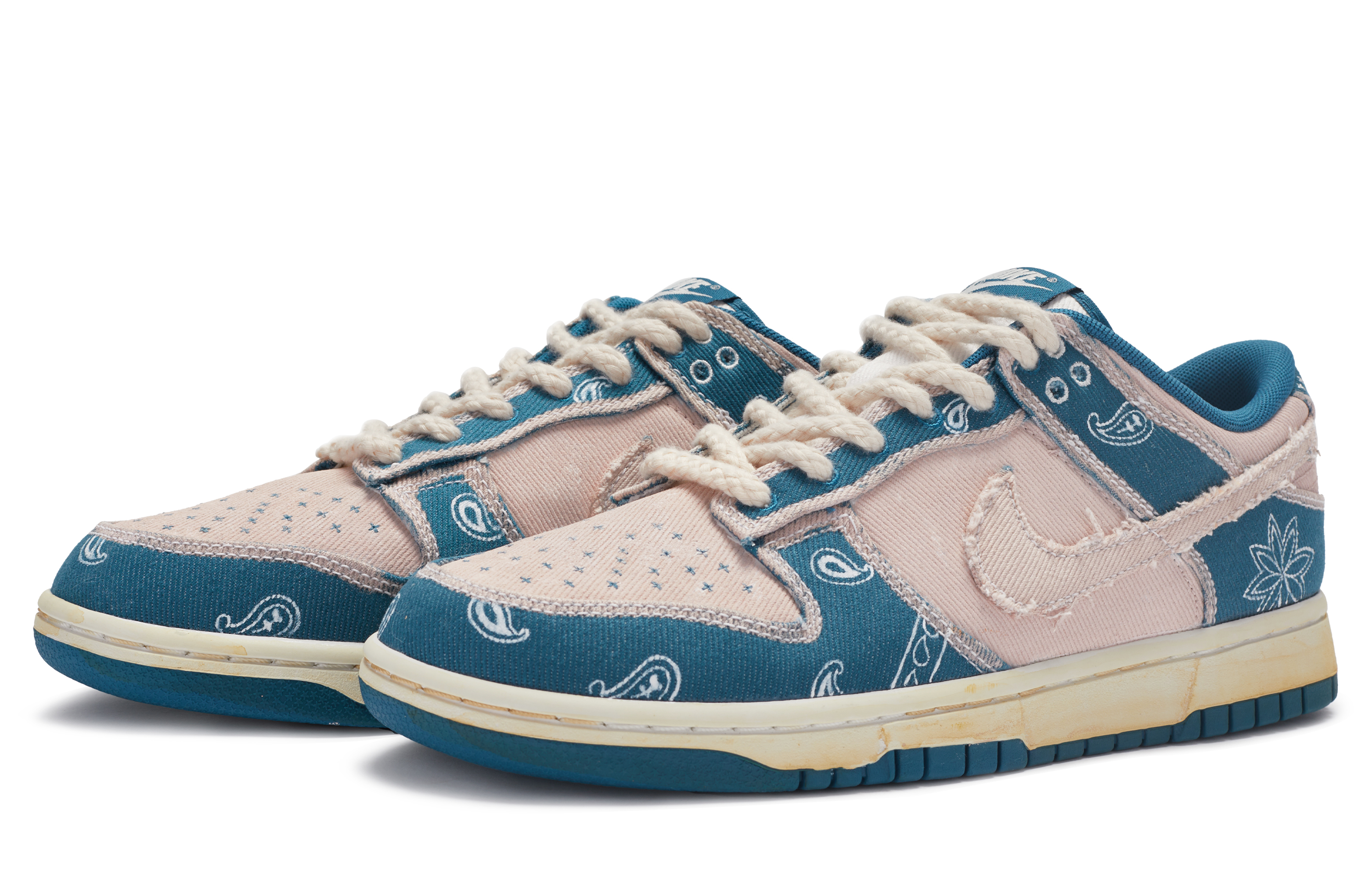 Lookbook [Kasut Custom] Nike Dunk Low 'Retro Amerika Pink Biru' DV0834-101(TeamR-男款迷情腰果花)