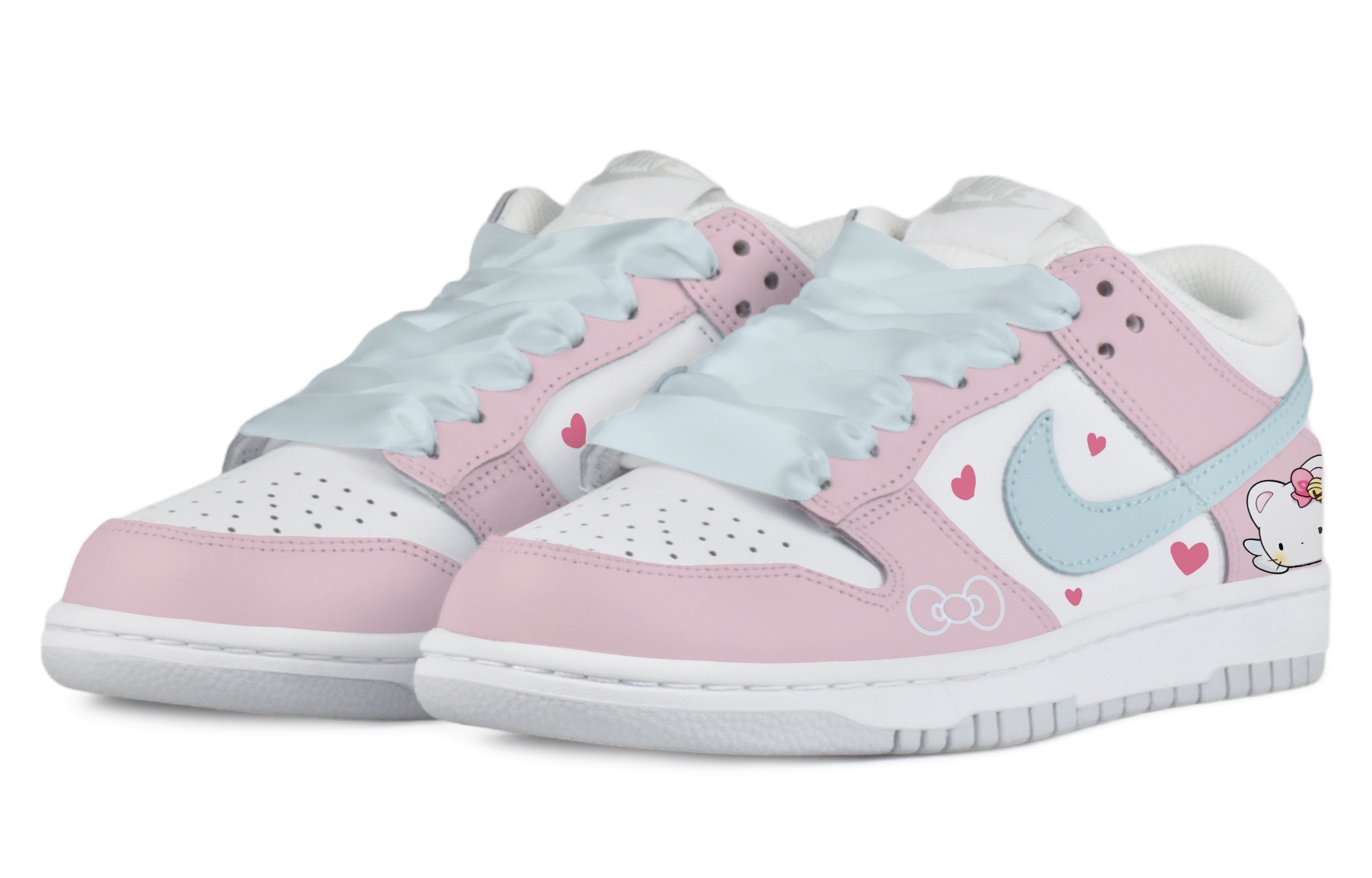 Lookbook 【カスタムシューズ】ナイキ ダンク ロー 'エンジェルケイティ シルクシューレース 白 青 ピンク' DH9765-102(TeamD-GS款天使凯蒂)