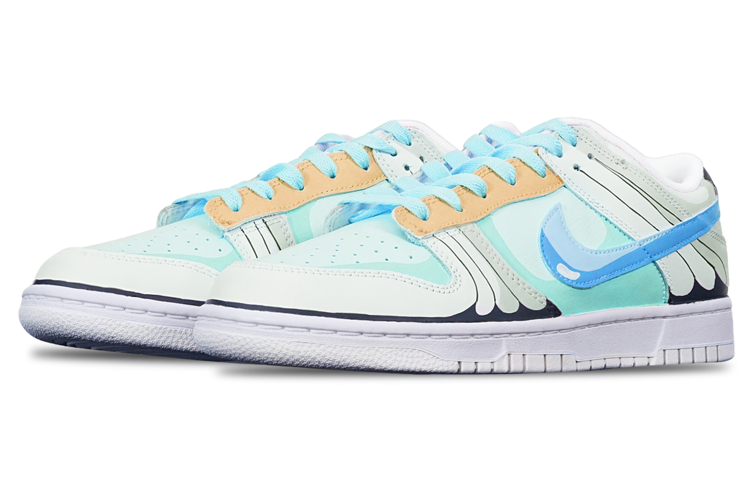 Lookbook [定制鞋款] Nike Dunk Low '动漫浅绿蓝' DH9765-100(TeamT-巴大蝶蓝橙灰女S-BOX)