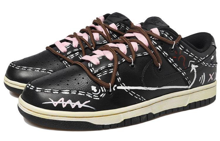 Lookbook 【訂製球鞋】 Nike Dunk Low 二次元倒鉤 做舊Vibe風 雙x 復古 解構風 低幫 板鞋 男款 黑白粉