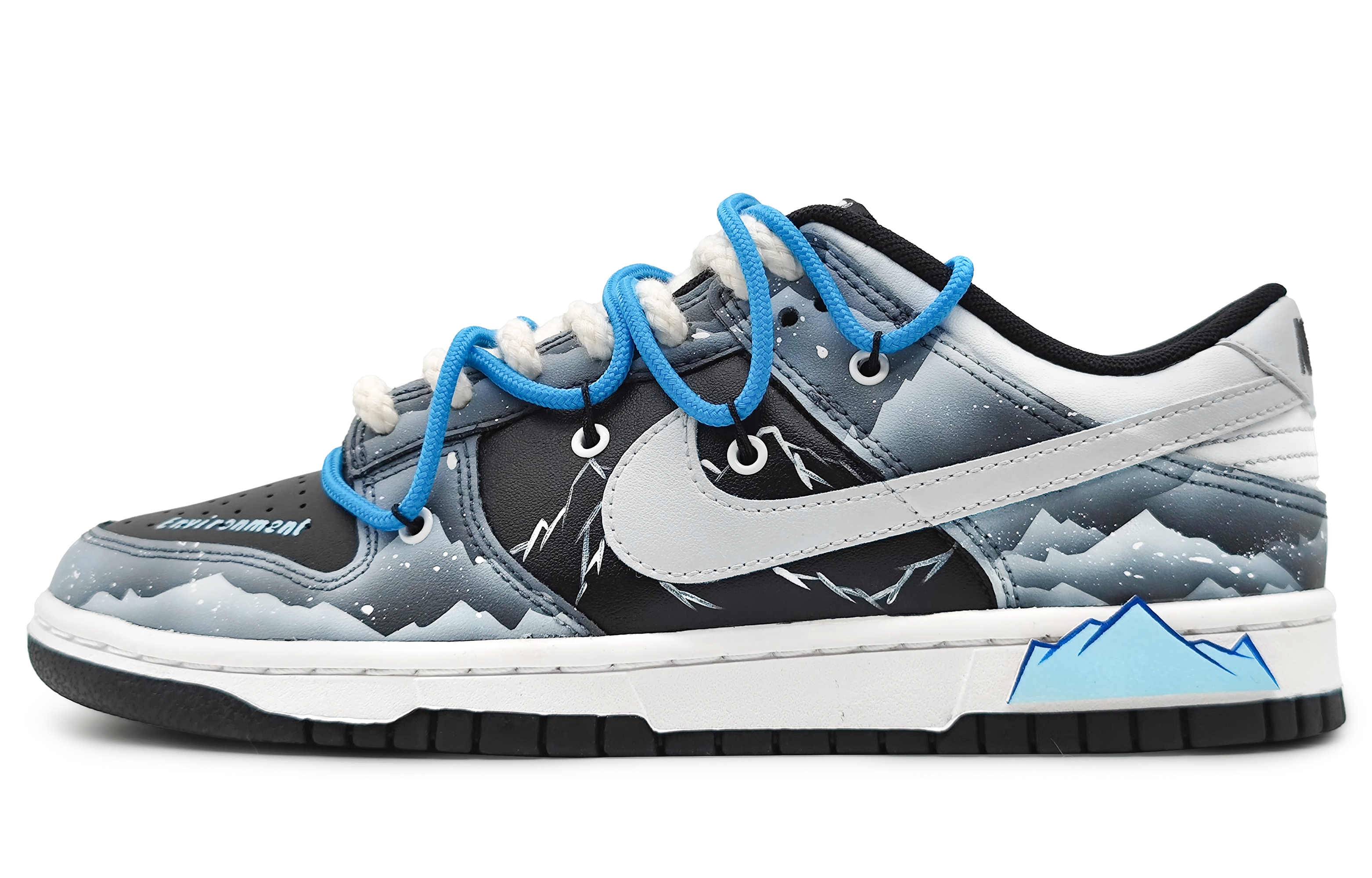 Buy 【客製化球鞋】Nike Dunk Low 南極冰川 保護環境 維妙維肖的雪山 解構雙鞋帶 環保主題 低筒 板鞋 男款 黑銀