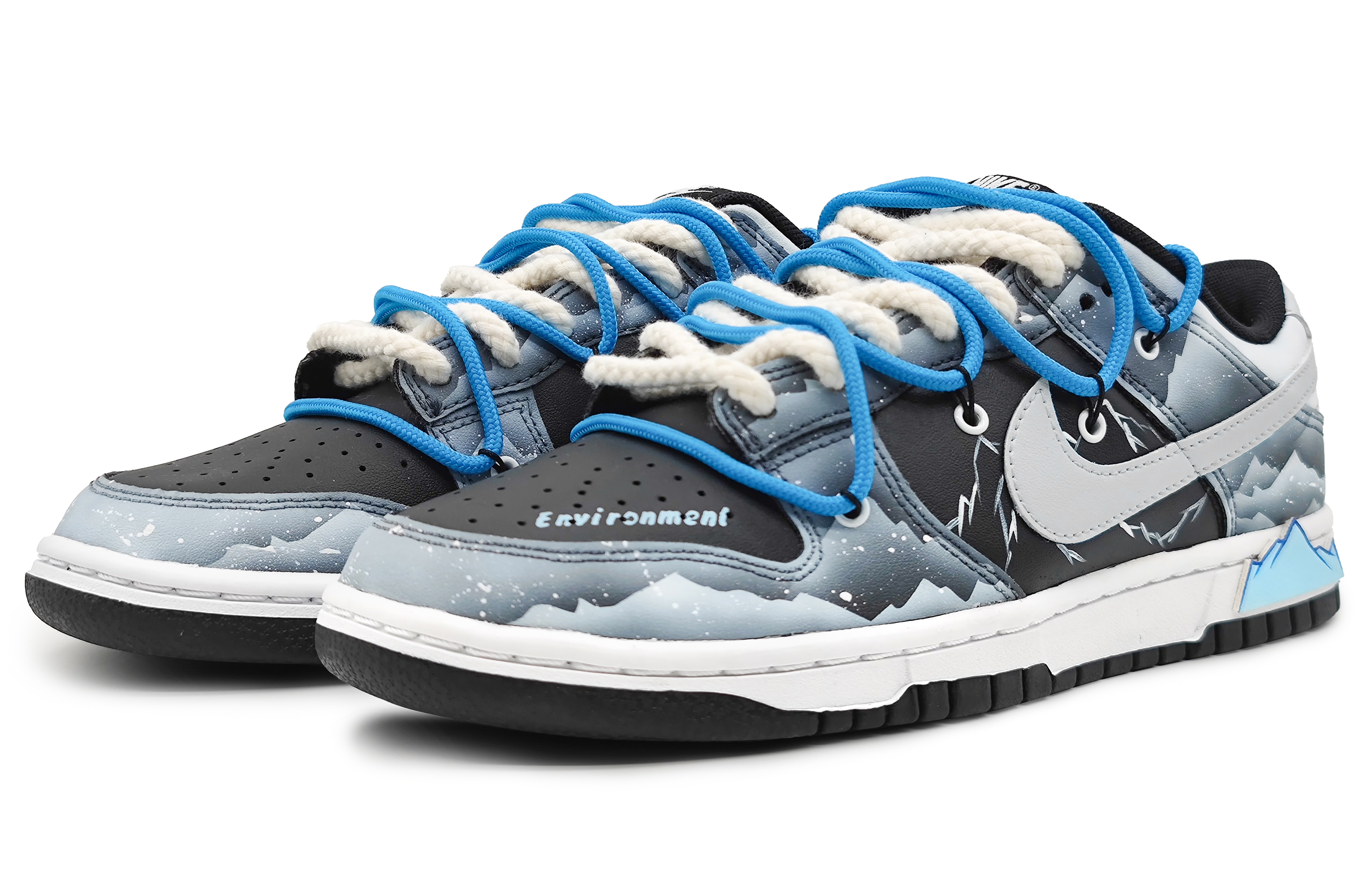 Lookbook 【客製化球鞋】Nike Dunk Low 南極冰川 保護環境 維妙維肖的雪山 解構雙鞋帶 環保主題 低筒 板鞋 男款 黑銀