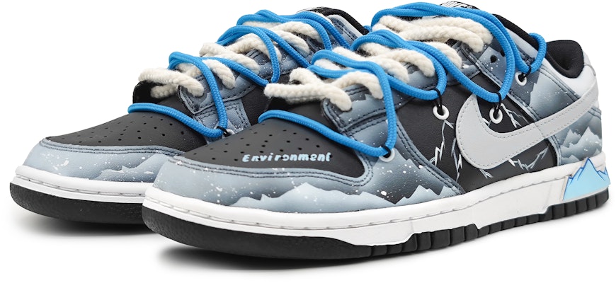 【客製化球鞋】Nike Dunk Low 南極冰川 保護環境 維妙維肖的雪山 解構雙鞋帶 環保主題 低筒 板鞋 男款 黑銀 Lookbook 【客製化球鞋】Nike Dunk Low 南極冰川 保護環境 維妙維肖的雪山 解構雙鞋帶 環保主題 低筒 板鞋 男款 黑銀