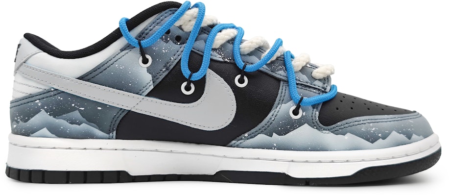 【訂製球鞋】Nike Dunk Low 南極冰川 保護環境 栩栩如生的雪山 解構雙鞋帶 防滑耐磨 低幫 滑板鞋 GS 黑銀 Order 【訂製球鞋】Nike Dunk Low 南極冰川 保護環境 栩栩如生的雪山 解構雙鞋帶 防滑耐磨 低幫 滑板鞋 GS 黑銀