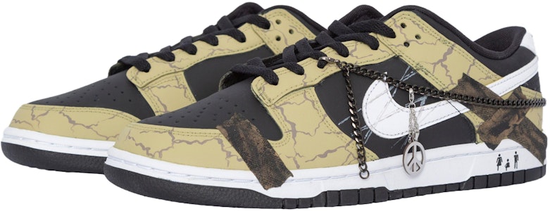 【訂製球鞋】 Nike Dunk Low 反戰熊貓 貼布 繃帶 塗鴉 復古做舊 可拆卸 鏈條 減震 低筒 板鞋 男款 棕黑 Shop 【訂製球鞋】 Nike Dunk Low 反戰熊貓 貼布 繃帶 塗鴉 復古做舊 可拆卸 鏈條 減震 低筒 板鞋 男款 棕黑