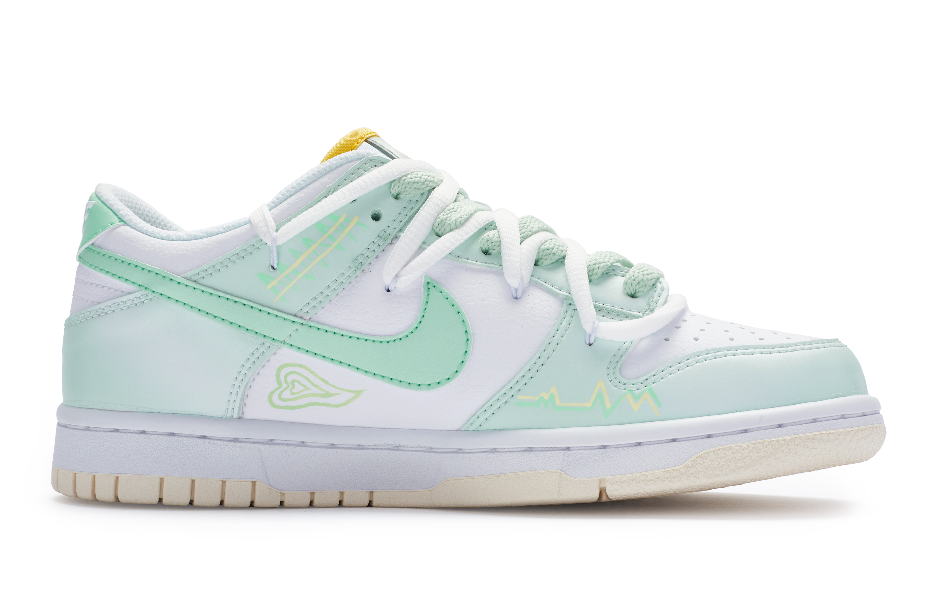 Order 【カスタムシューズ】ナイキダンクロー『アップルコアドリームページ7』 FJ7707-131(Team80-女款苹果核梦核白绿黄)