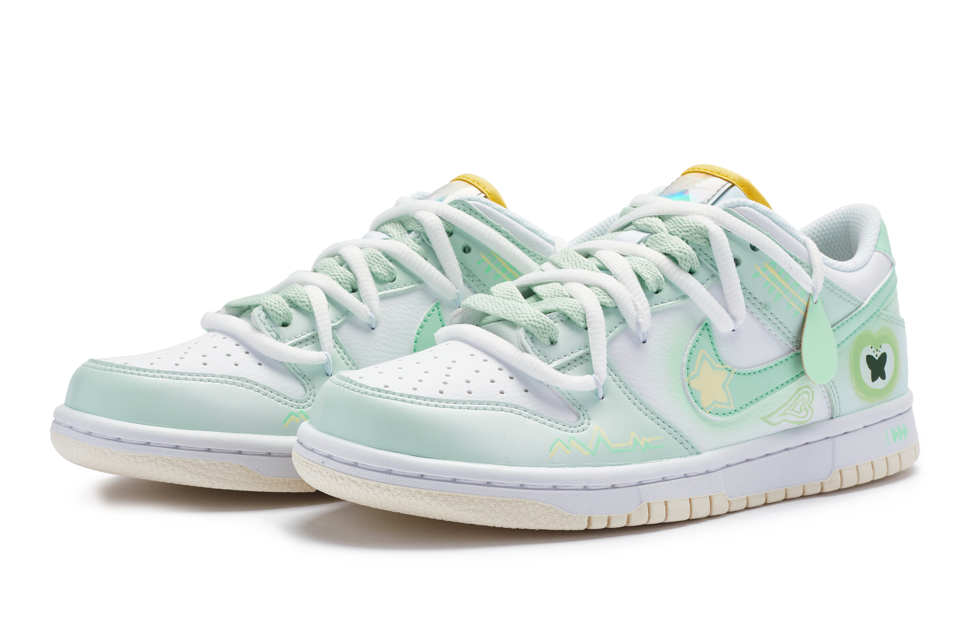 Lookbook 【カスタムシューズ】ナイキダンクロー『アップルコアドリームページ7』 FJ7707-131(Team80-女款苹果核梦核白绿黄)