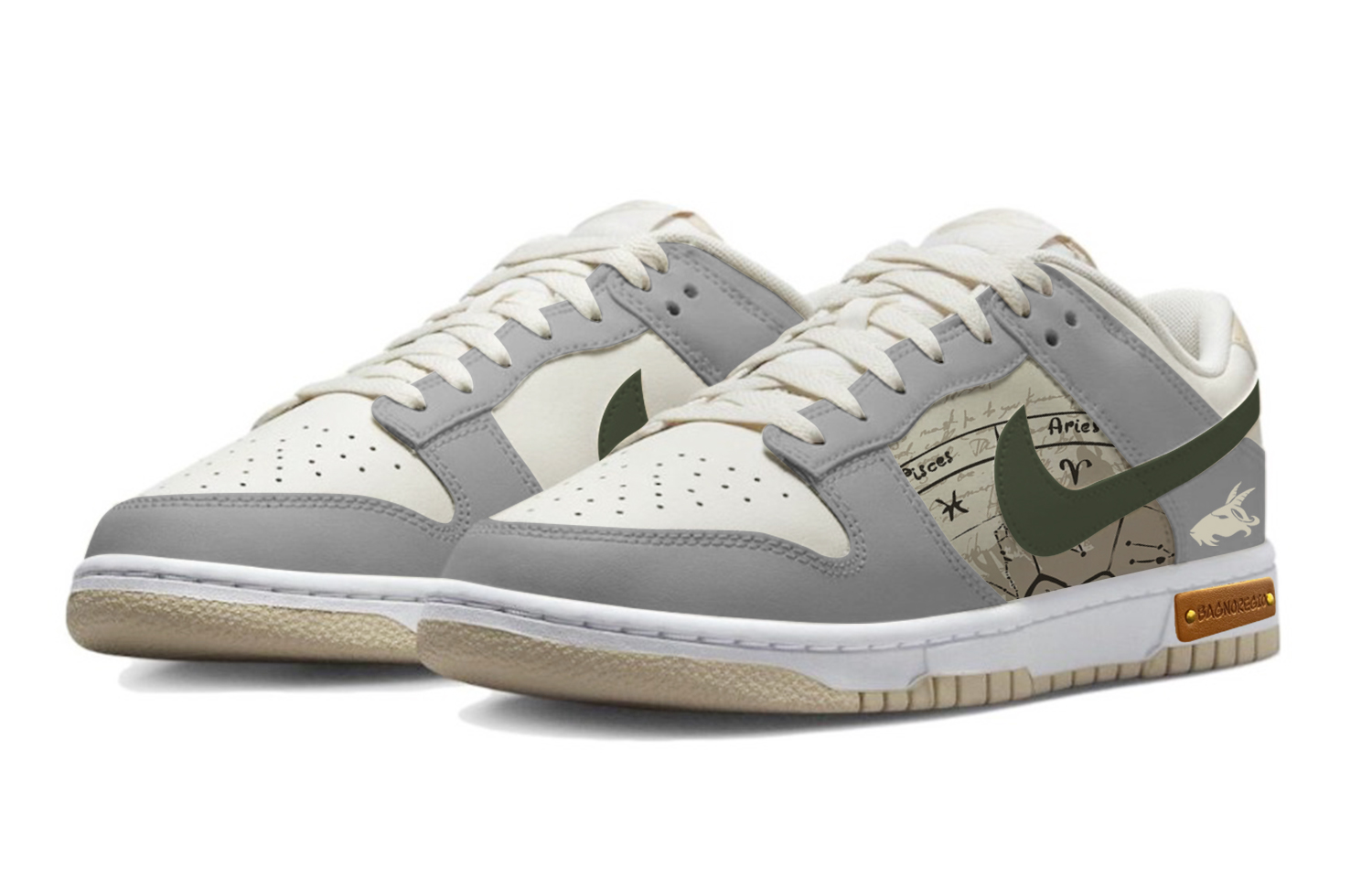 Lookbook [定制鞋款] 耐克Dunk低帮'Aries喷漆灰-白' DV0831-003(Team48-白羊座)