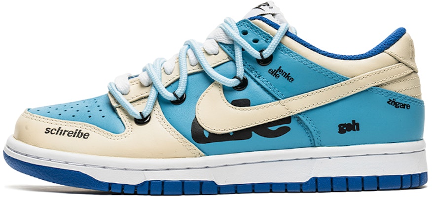 【客製球鞋】Nike Dunk Low 野鶴製造 藝術抽象主題 做舊復古風 字母 特殊禮盒版 低筒 板鞋 男女同款 米藍 Buy 【客製球鞋】Nike Dunk Low 野鶴製造 藝術抽象主題 做舊復古風 字母 特殊禮盒版 低筒 板鞋 男女同款 米藍