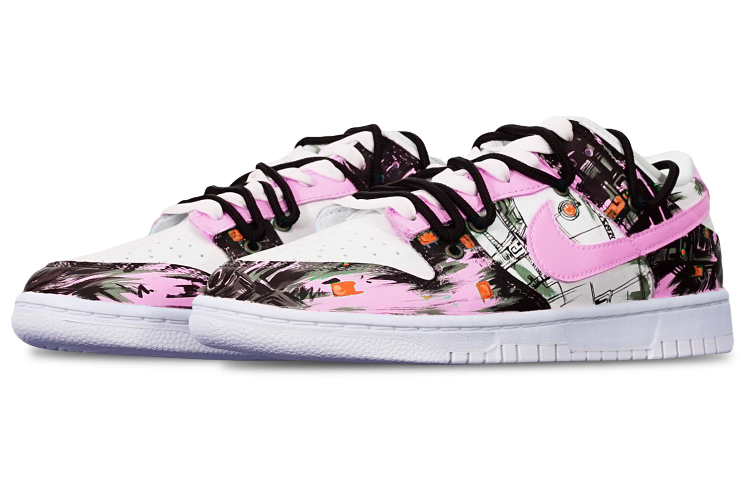 Lookbook [定制鞋] 耐克Dunk Low ‘人工智能抽象涂鸦赛博朋克粉白’ DH9765-100(TeamT-赛博涂鸦粉白S-BOX)