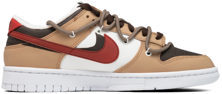 【定製球鞋】Nike Dunk Low 宇航員 月球 雙鉤 解構綁帶 簡約潮流 低幫 板鞋 男款 黃棕 Order 【定製球鞋】Nike Dunk Low 宇航員 月球 雙鉤 解構綁帶 簡約潮流 低幫 板鞋 男款 黃棕