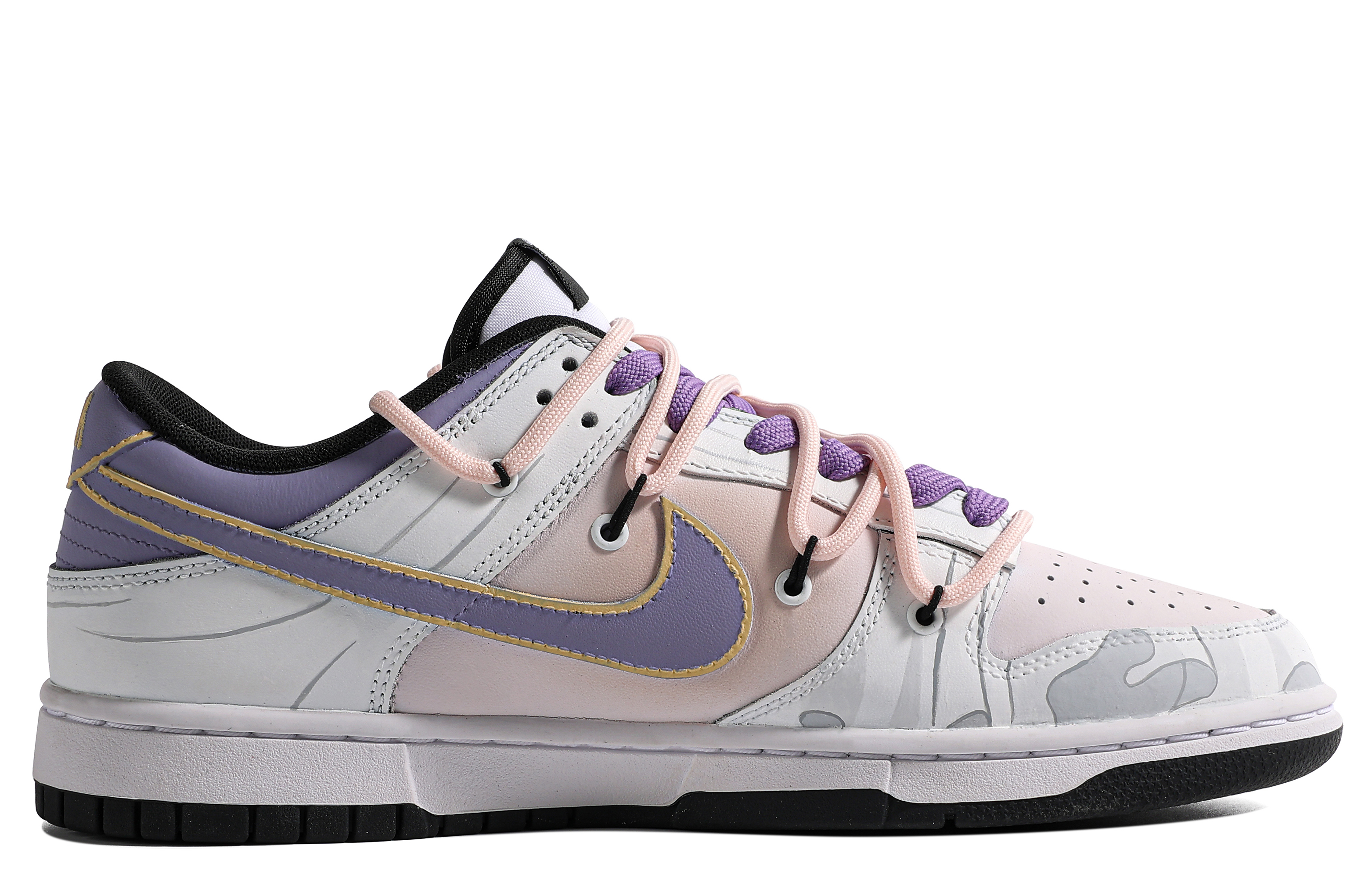 Order 【カスタムシューズ】ナイキダンクロー「アテナドーン ピンク-ホワイト-パープル」 CW1590-100(TeamM-女款黎明之约S-BOX)