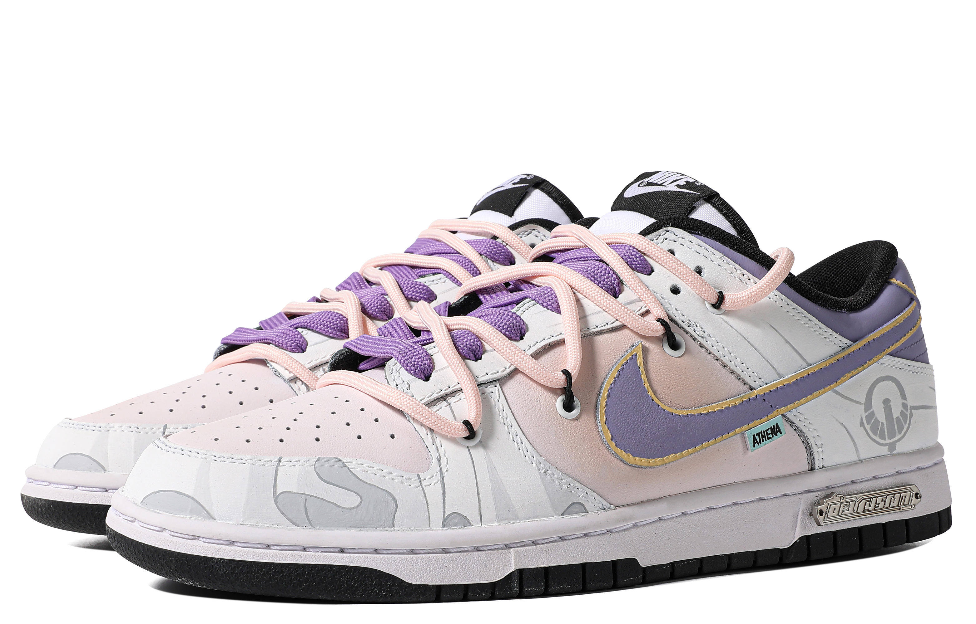 Lookbook 【カスタムシューズ】ナイキダンクロー「アテナドーン ピンク-ホワイト-パープル」 CW1590-100(TeamM-女款黎明之约S-BOX)