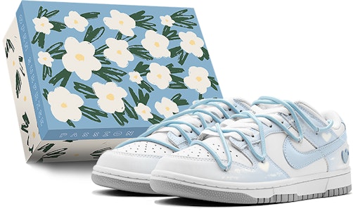 【客製球鞋】 Nike Dunk 低筒 秋日外出 解構設計 海鹽愛心 特別鞋盒 復古休閒 低筒 滑板鞋 GS 藍白 Buy 【客製球鞋】 Nike Dunk 低筒 秋日外出 解構設計 海鹽愛心 特別鞋盒 復古休閒 低筒 滑板鞋 GS 藍白