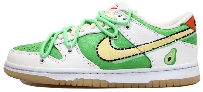 custom-shoes-nike-dunk-low-avocado-double-swoosh-white-yellow