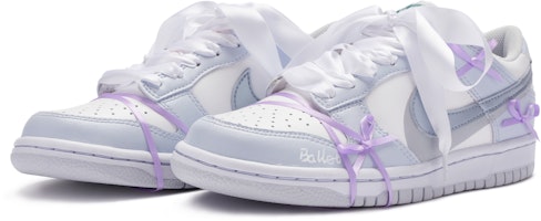 【訂製球鞋】Nike Dunk 低筒 BIGNIU 文藝復興 芭蕾幻想 絲帶鞋帶 手繪噴繪 板鞋 GS 白紫 Lookbook 【訂製球鞋】Nike Dunk 低筒 BIGNIU 文藝復興 芭蕾幻想 絲帶鞋帶 手繪噴繪 板鞋 GS 白紫