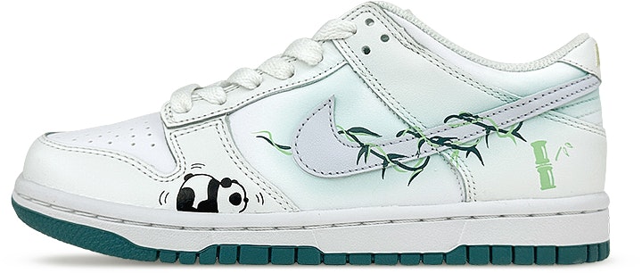 custom-shoes-nike-dunk-low-bamboo-graffiti-dip-dye-white-green