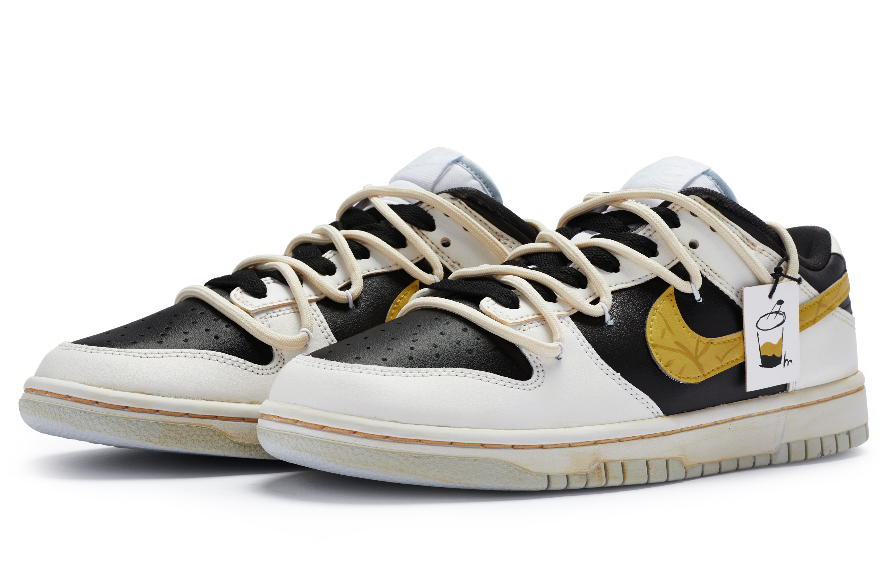 Lookbook 나이키 덩크 로우 '바나나 우유' (커스텀) DV0831-101(Team80-男款香蕉烤奶白黑黄)