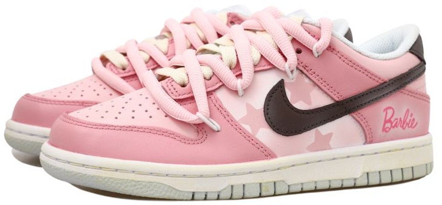 【訂製球鞋】 Nike Dunk Low OKHR 芭比粉 星星 漸變色 老化解構鞋帶 低筒 休閒鞋 GS 粉棕 Lookbook 【訂製球鞋】 Nike Dunk Low OKHR 芭比粉 星星 漸變色 老化解構鞋帶 低筒 休閒鞋 GS 粉棕
