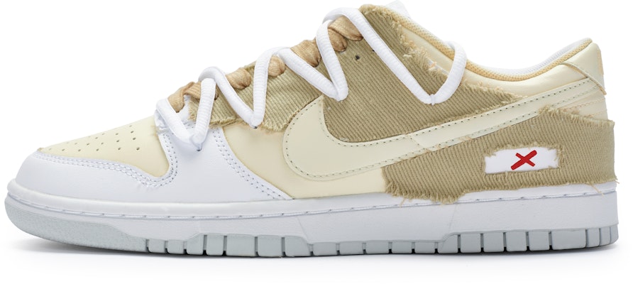 【訂製球鞋】 Nike Dunk Low 811製造 戰地天使 高級簡約 毛邊貼布 手繪噴繪 低筒 板鞋 GS 米黃白 Buy 【訂製球鞋】 Nike Dunk Low 811製造 戰地天使 高級簡約 毛邊貼布 手繪噴繪 低筒 板鞋 GS 米黃白
