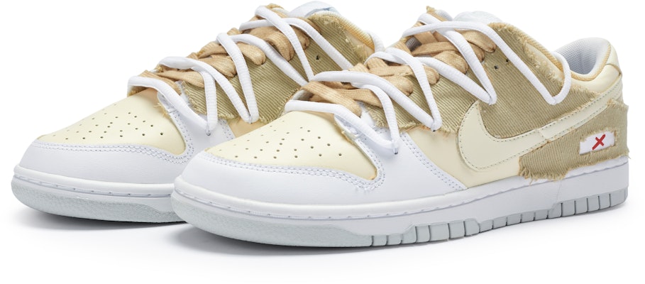 【訂製球鞋】 Nike Dunk Low 811製造 戰地天使 高級簡約 毛邊貼布 手繪噴繪 低筒 板鞋 GS 米黃白 Lookbook 【訂製球鞋】 Nike Dunk Low 811製造 戰地天使 高級簡約 毛邊貼布 手繪噴繪 低筒 板鞋 GS 米黃白