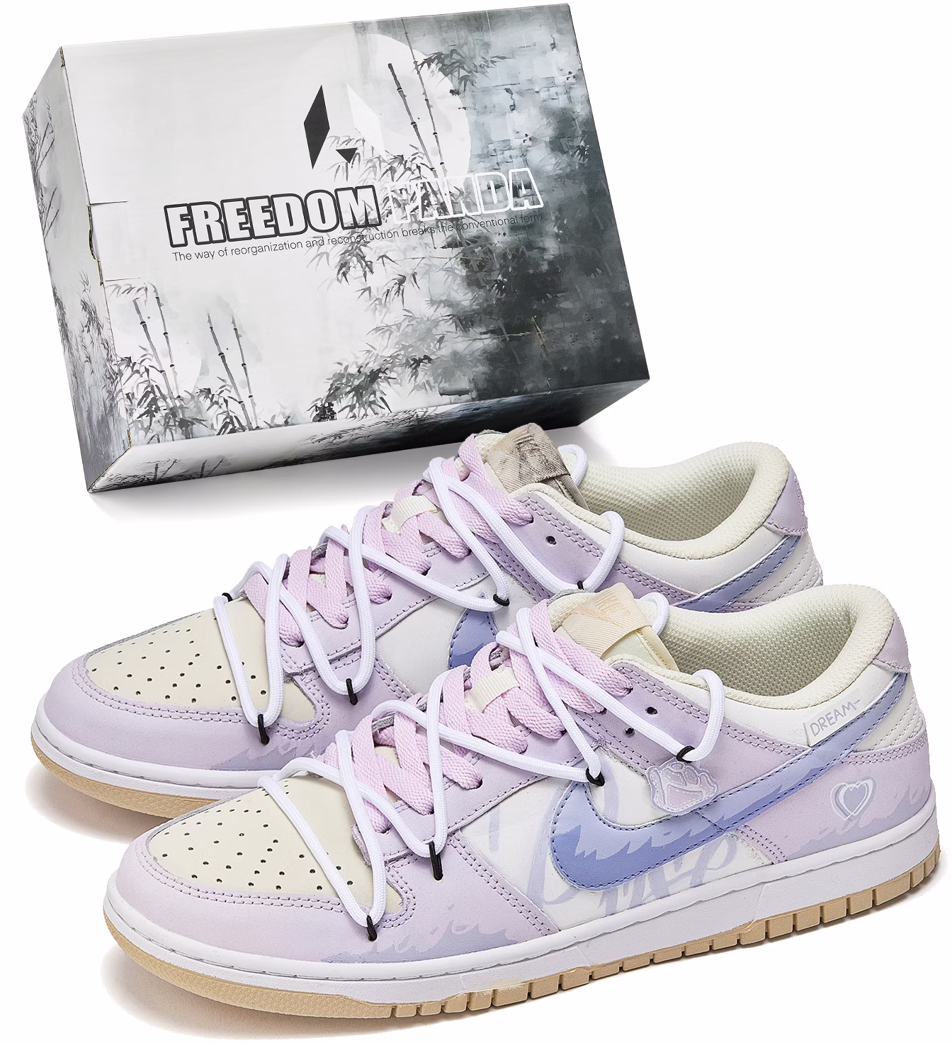 custom-shoes-nike-dunk-low-bear-panda-purple-rose