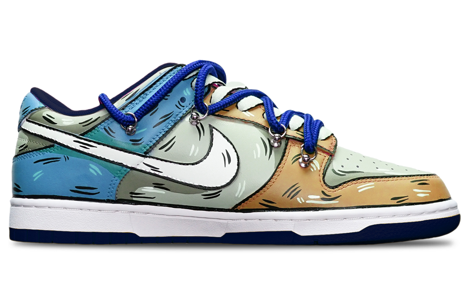 Order [定制鞋] 耐克Dunk Low‘米灰蓝拼色’ DH9765-300(TeamT-鲨鱼卡其灰蓝女S-BOX)