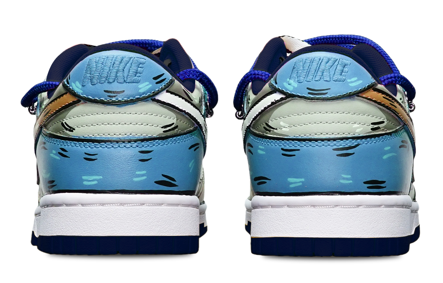 Shop [定制鞋] 耐克Dunk Low‘米灰蓝拼色’ DH9765-300(TeamT-鲨鱼卡其灰蓝女S-BOX)