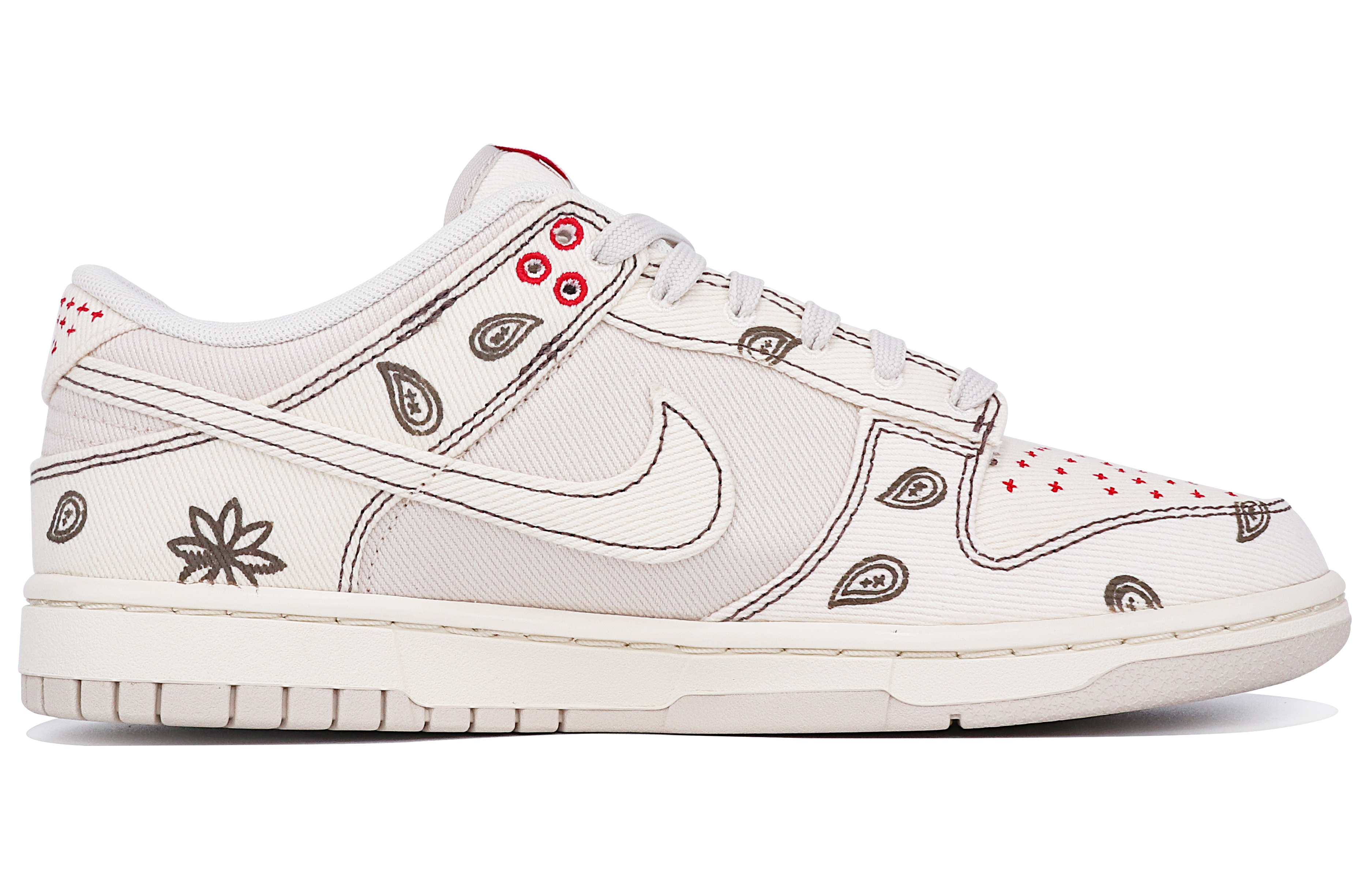 Order [Kasus Sepatu] Nike Dunk Low 'Beige Paisley' DV0834-100(TeamTen-男款腰果花米白红标)