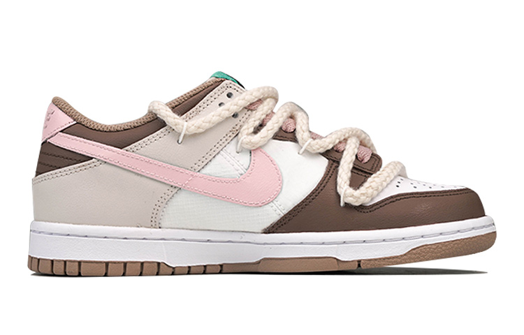 Order 【訂製球鞋】Nike Dunk Low 莓果黑巧 甜蜜愛人 流淌勾 解構鞋帶 麻繩 低幫 板鞋 GS 棕粉