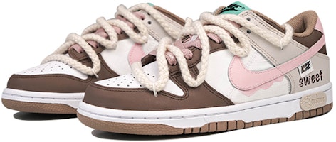 【訂製球鞋】Nike Dunk Low 莓果黑巧 甜蜜愛人 流淌勾 解構鞋帶 麻繩 低幫 板鞋 GS 棕粉 Lookbook 【訂製球鞋】Nike Dunk Low 莓果黑巧 甜蜜愛人 流淌勾 解構鞋帶 麻繩 低幫 板鞋 GS 棕粉