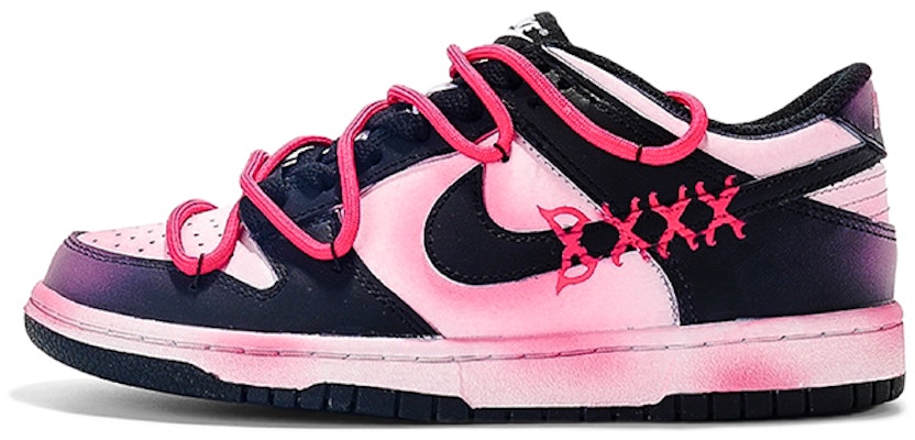 【定制球鞋】Nike Dunk Low 莓刻 腮紅 甜系女孩 解構 系帶塗鴉 休閒 低幫 板鞋 GS 黑粉 Buy 【定制球鞋】Nike Dunk Low 莓刻 腮紅 甜系女孩 解構 系帶塗鴉 休閒 低幫 板鞋 GS 黑粉