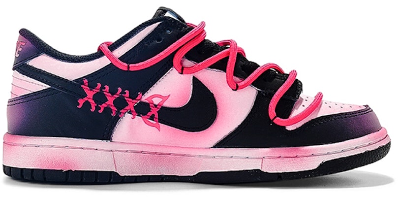 【定制球鞋】Nike Dunk Low 莓刻 腮紅 甜系女孩 解構 系帶塗鴉 休閒 低幫 板鞋 GS 黑粉 Order 【定制球鞋】Nike Dunk Low 莓刻 腮紅 甜系女孩 解構 系帶塗鴉 休閒 低幫 板鞋 GS 黑粉