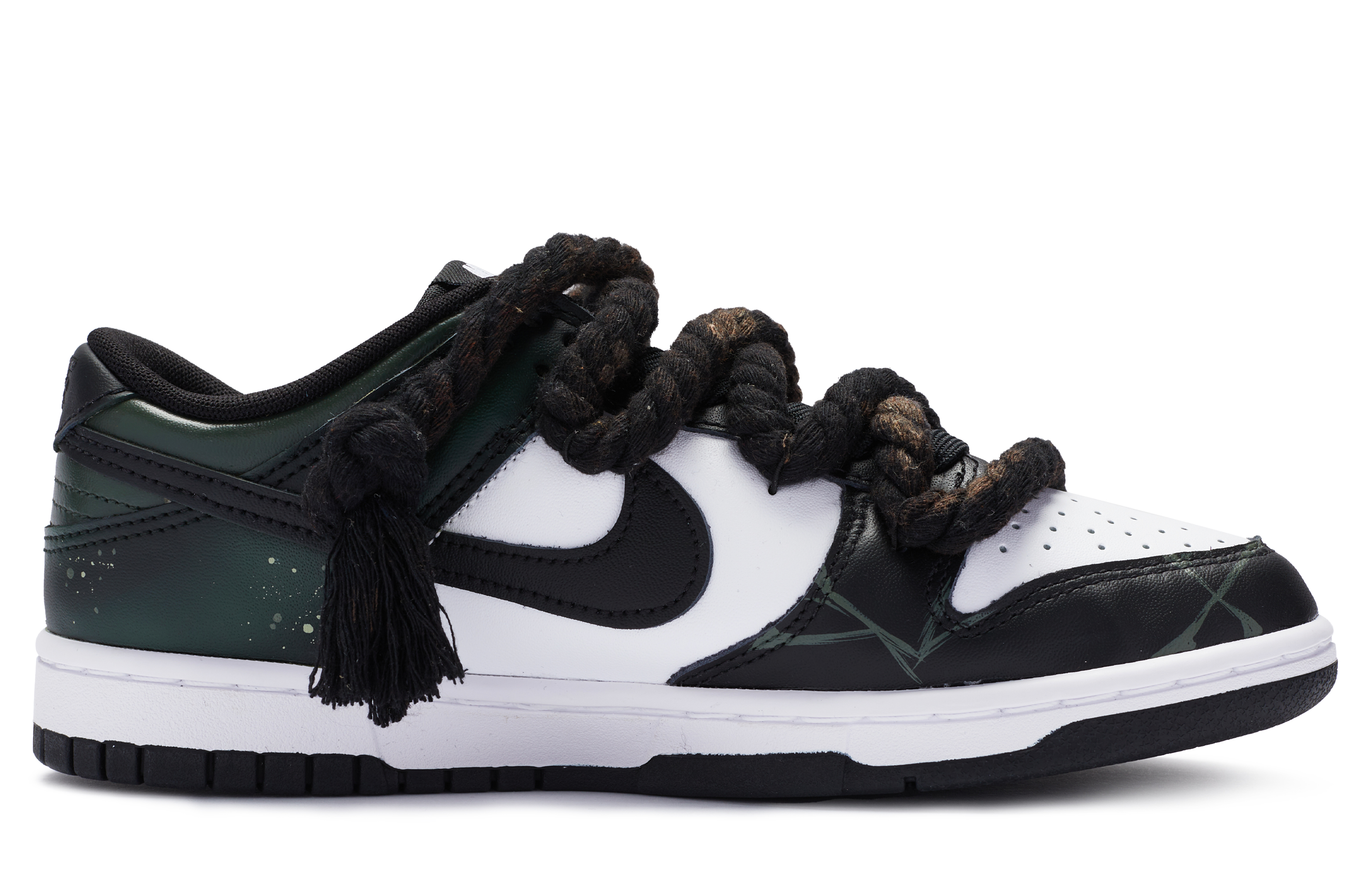 Order [Sneakers Kustom] Nike Dunk Low 'BIGNIU Black Putih Hijau' DD1391-100(TeamR-男款烦躁黑白)