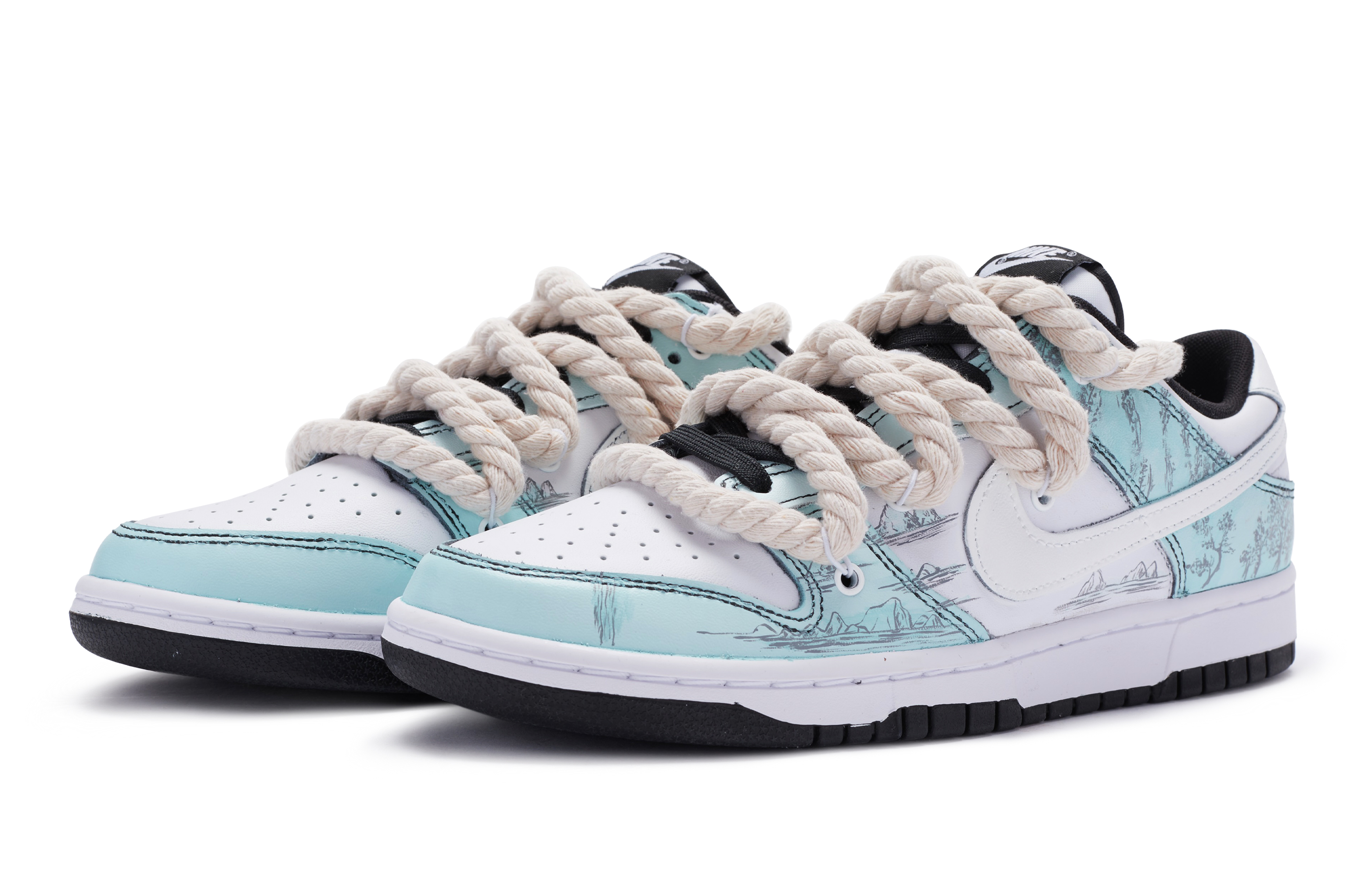 Lookbook 나이키 덩크 로우 '빅뉴 커스텀 청록백' (Nike Dunk Low 'BIGNIU Custom 청록백') CW1590-100(TeamR-女款山海)