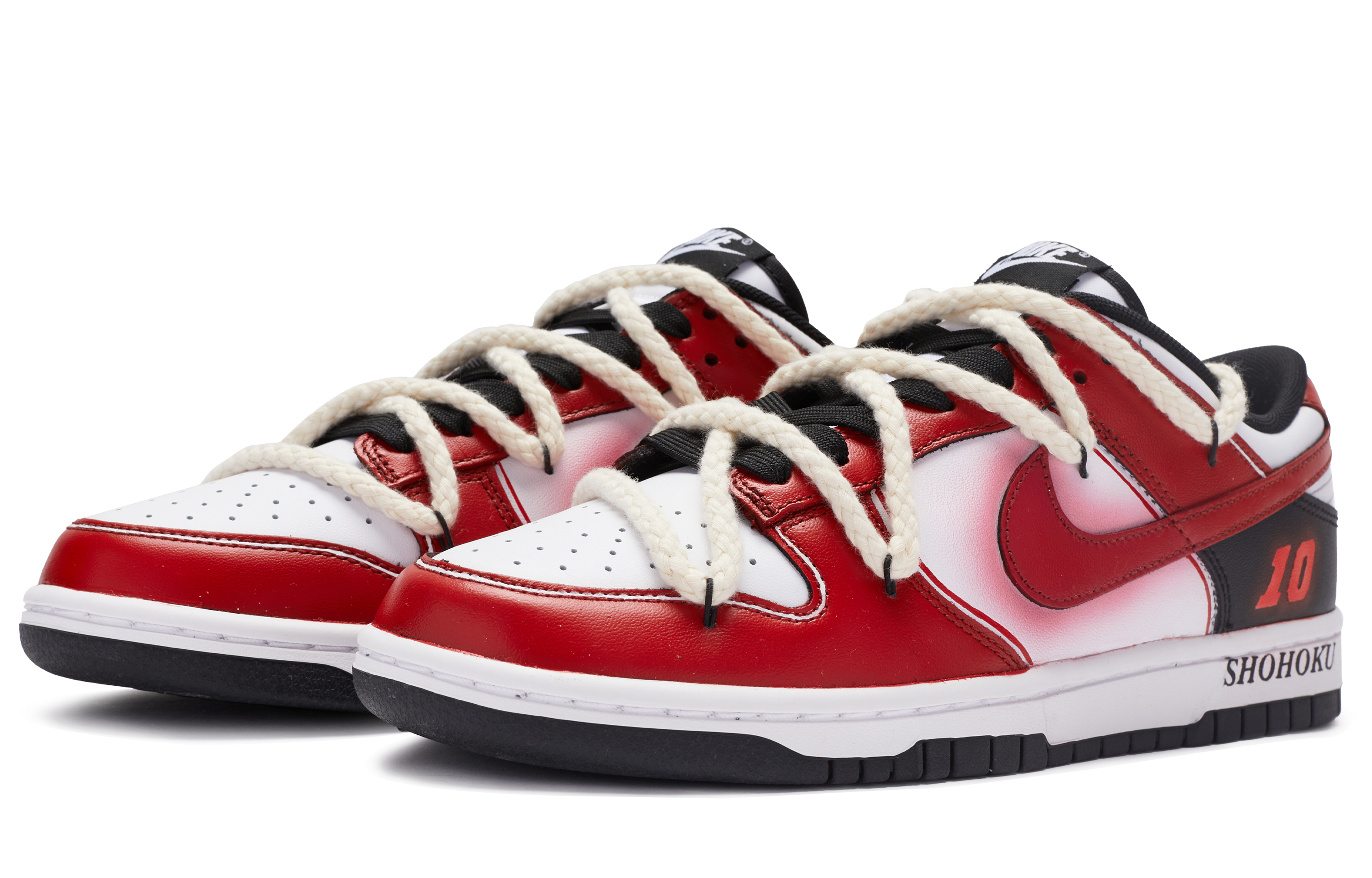 Lookbook [Kasut Custom] Nike Dunk Low 'Lagenda BIGNIU Shohoku Ternyata Hitam Putih Merah' DD1391-100(TeamR-男款湘北传奇)