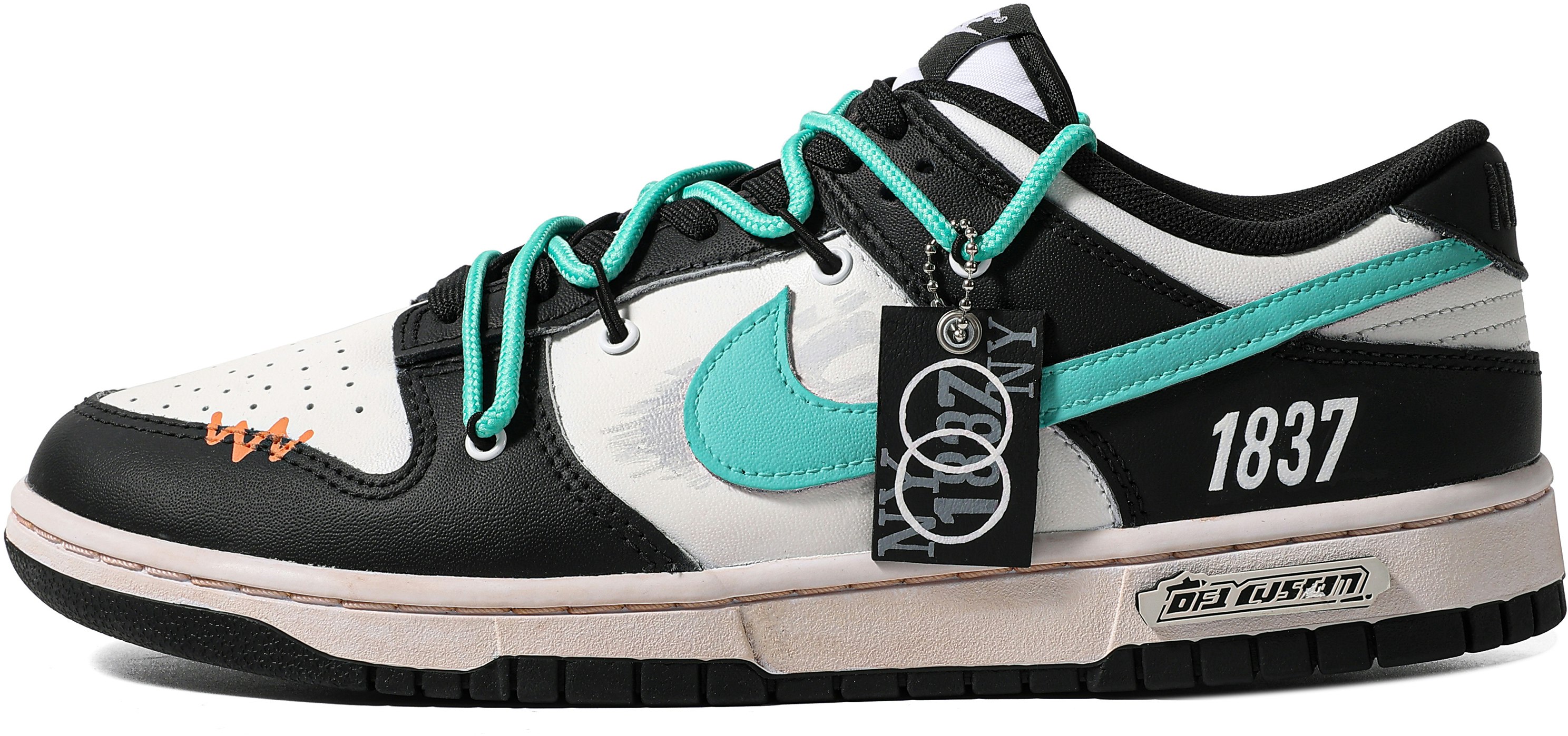 custom-shoes-nike-dunk-low-black-green-text