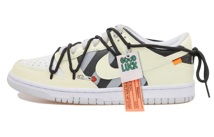 Buy 【カスタムシューズ】ナイキ ダンク ロー「ブラックホワイト生地安全ピン」 FD1232-002(Team拾玖-风黄挂布S-BOX)