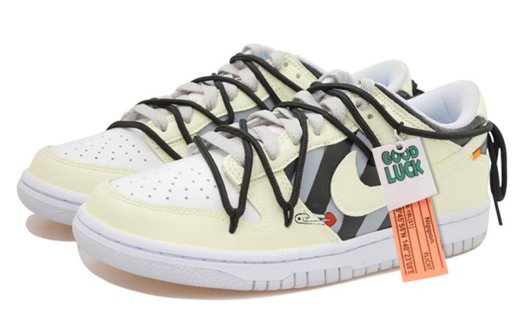 Lookbook 【カスタムシューズ】ナイキ ダンク ロー「ブラックホワイト生地安全ピン」 FD1232-002(Team拾玖-风黄挂布S-BOX)