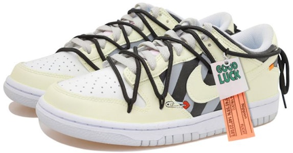 【訂製球鞋】【預售】 Nike Dunk Low 掛布 別針 防滑耐磨 低筒 板鞋 GS 黑白色 Lookbook 【訂製球鞋】【預售】 Nike Dunk Low 掛布 別針 防滑耐磨 低筒 板鞋 GS 黑白色